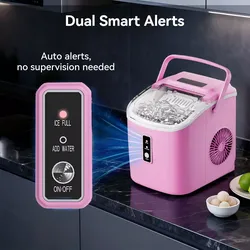 Pink portable ice maker 27 lbs,9 bullet cuber in 6 mins , NEW