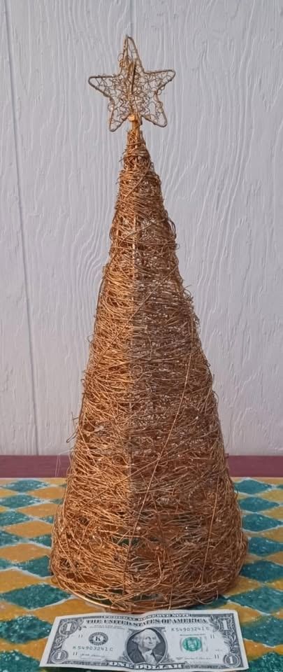 Vintage gold tree topper or tabletop Christmas tree