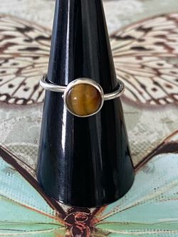 Tiger Eye Gemstone Ring Silver 925  Band