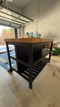 IKEA VADHOLMA Kitchen Island with Butcher Block Top