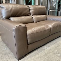 Rawlins Leather Loveseat, Brown