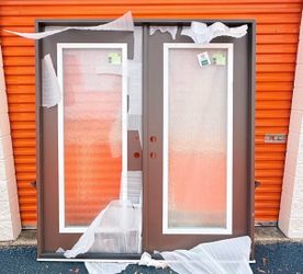 JELD-WEN SW IMPACT Pro Fiberglass Double Door 72x80 Full lite double bore Dark chocolate