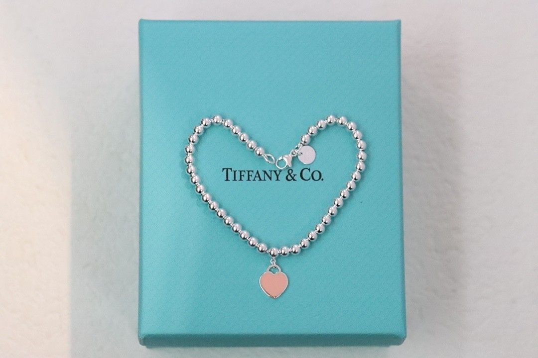 Tiffany & Co. Pink Enamel Heart Bracelet