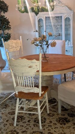 Shabby Chic Style Dining Room Table w 6 Chairs