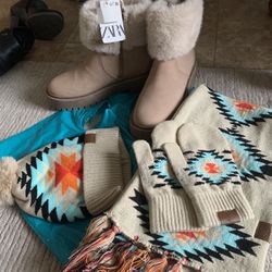 Warm Scarf Mittens And Hat 