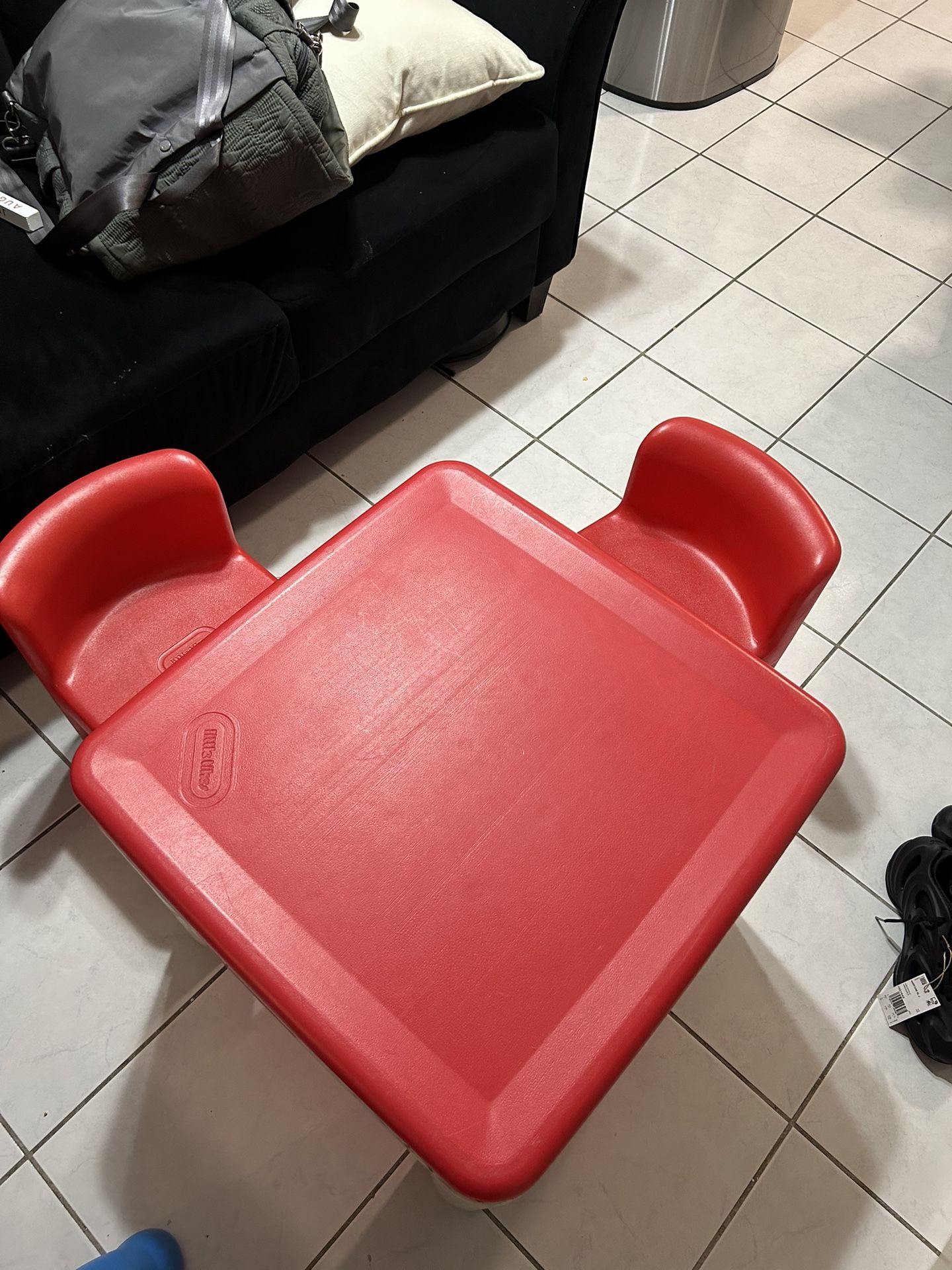 RARE Vintage Little Tikes Table & Chairs Set RED White Child Size