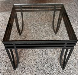 Glass and metal end table