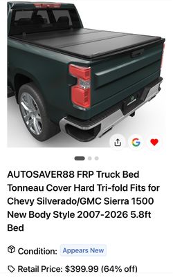 AUTOSAVER88 Hard Tri-Fold FRP Tonneau Cover
