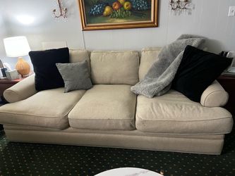 Beige 3-Seat Upholstered Sofa