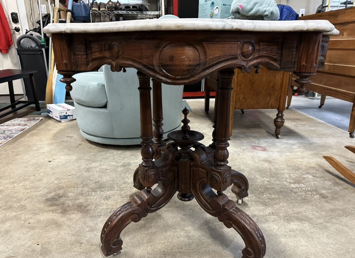 Antique Table With Marble Top