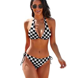 Women checkers Halter Bikini String 2 Piece Swimsuits