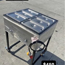 carrito con doble vaporera de baño María de seis compartimientos 1/3