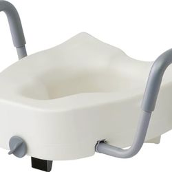 5" Elongated Raised Toilet Seat, with Lock and Removable Padded Arms