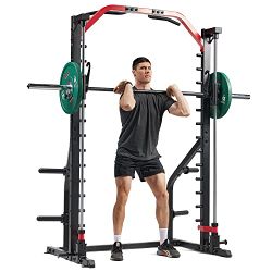 Sunny Health & Fitness Premium Squat Smith Machine 3-in-1 Multifunction Power Rack

