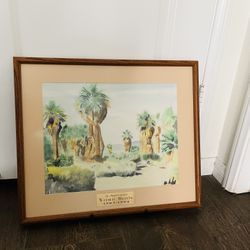 Vintage Framed Watercolor Painting Of A Desert Landscape By Kermit Martin 16/19”