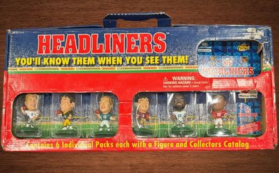 HEADLINERS YOU’LL KNOW THEM WHEN YOU SEE THEM! CONTAINS 6 INDIVIDUAL PACKS EACH WITH A FIGURE AND COLLECTORS CATALOG.