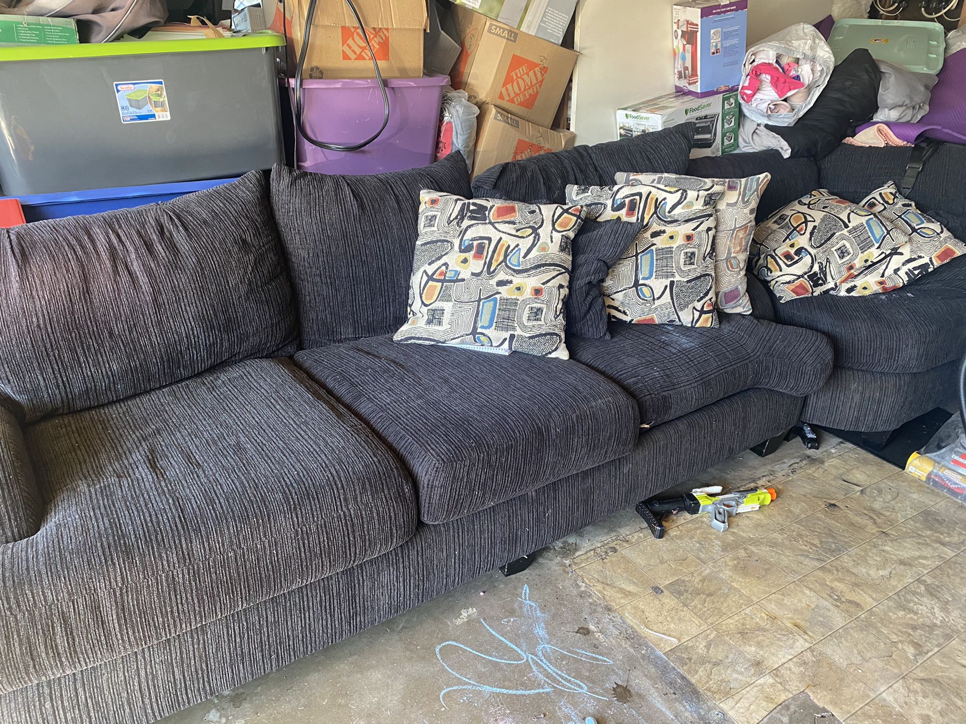 Grey & Black Sectional Couch