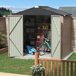 6 ft. W x 8 ft. D Outdoor Storage Metal Shed Lockable Metal Garden Shed for Backyard Outdoor 245 sq. ft.