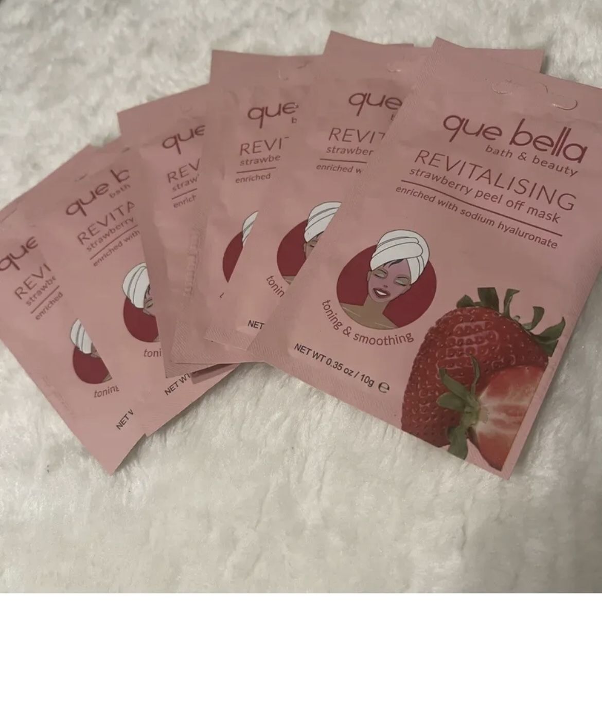 Que Bella Exfoliating Strawberry Peel Off Mask 6 Pack Bundle - 0.35oz