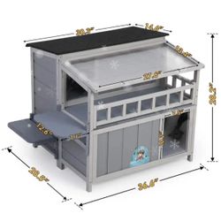 Coziwow 36 Warm Cat House With Balcony