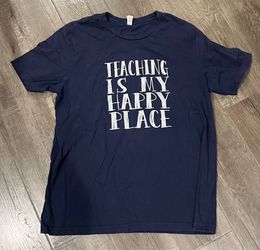 Navy Blue "Teaching Is My Happy Place" T-Shirt