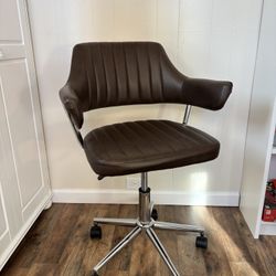 Brown Faux Leather And Chrome Computer Chair