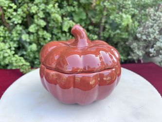Pumpkin Ceramic Candy Bowl with Lid 