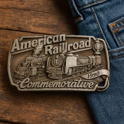 Vintage 1990 American Railroad Commemorative belt buckle
