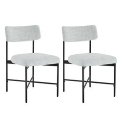 Dining Chairs Set of 2, Mid-Century Modern  Fabric Kitchen Chair with Upholstered Seat & Metal Legs, Cloud, NEW 