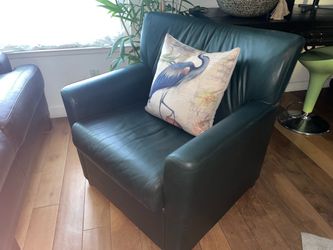 Dark Green Leather Accent Chair