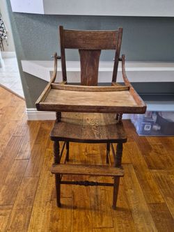 Antique Wooden High Chair with Tray