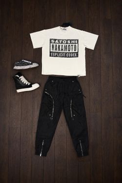 On Hand 🤝 Brand New Satoshi Nakamoto tee shirt, Rick Owens pants and Rick Owens Sneakers
