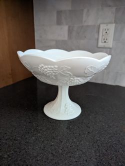 Colony Harvest Footed Fruit Bowl Milk Glass