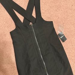 New Small black zipper dress short Emo goth punk pinafore pencil skirt stretchy