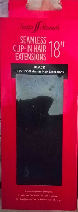 Never Used Satin Strands Seamless Clip-In 18" Black Hair Extensions (10 Piece)