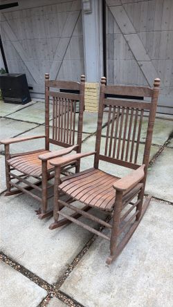 2 Cracker Barrel Slat Rocking Chairs solid wood heavy great quality