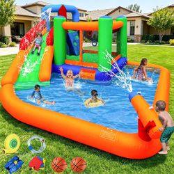 Inflatable Water Slide Bounce House W Pool W2301-8