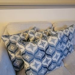 Blue and Gray Accent Pillows