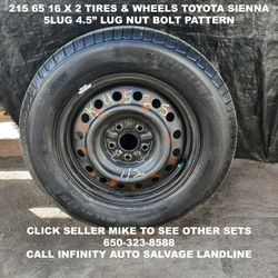 215 65 16 X 2 Tires  & Wheels Off Toyota Sienna With 5lug 4.5" Lug Nut Bolt Pattern. 