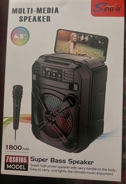 NEW IN BOX ZQS6165 Super High Power Bass multi-media LED speaker/Karaoke machine w/carry handle