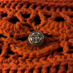 Size 7 Stainless Steele Pentacle Ring 