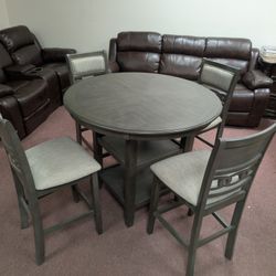 Brand New  - 5 PC Dining Table Grey/Brown 