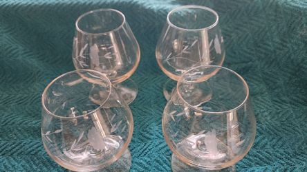 Four (4) Princess House Brandy Sniffer stemmed Glasses