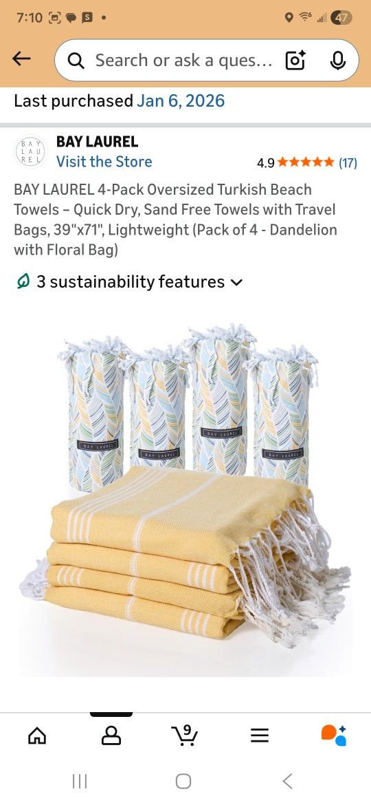 Set Of 4 Large Towels With Bags. Perfect For Cruise, Beach, Or Pool Party