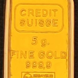 Credit Suisse 5g 999.9 Fine Gold Bar Pendant