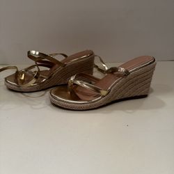 NEW Wedge Shoes with Gold Lace up, Size 7 1/2