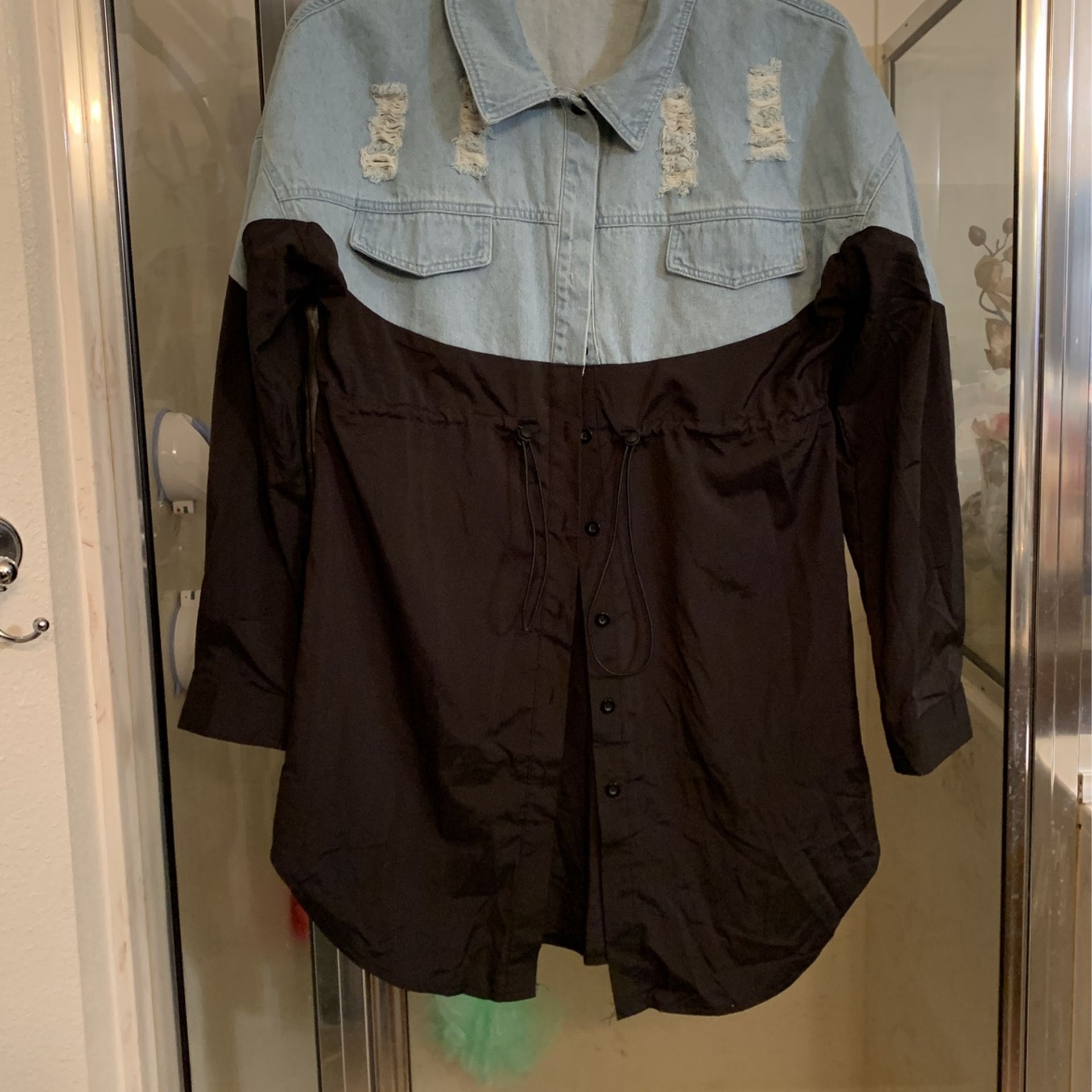Denim And Black Shirt Dress Size XL