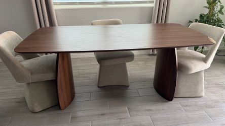 Modern Walnut Dining Table – Seats 6 – Mid Century Style
