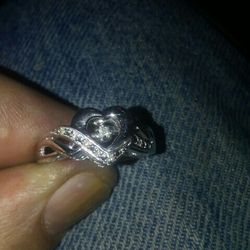 From Key Sterling silver Ring.moveing Diamond In Heart.size 8.5
