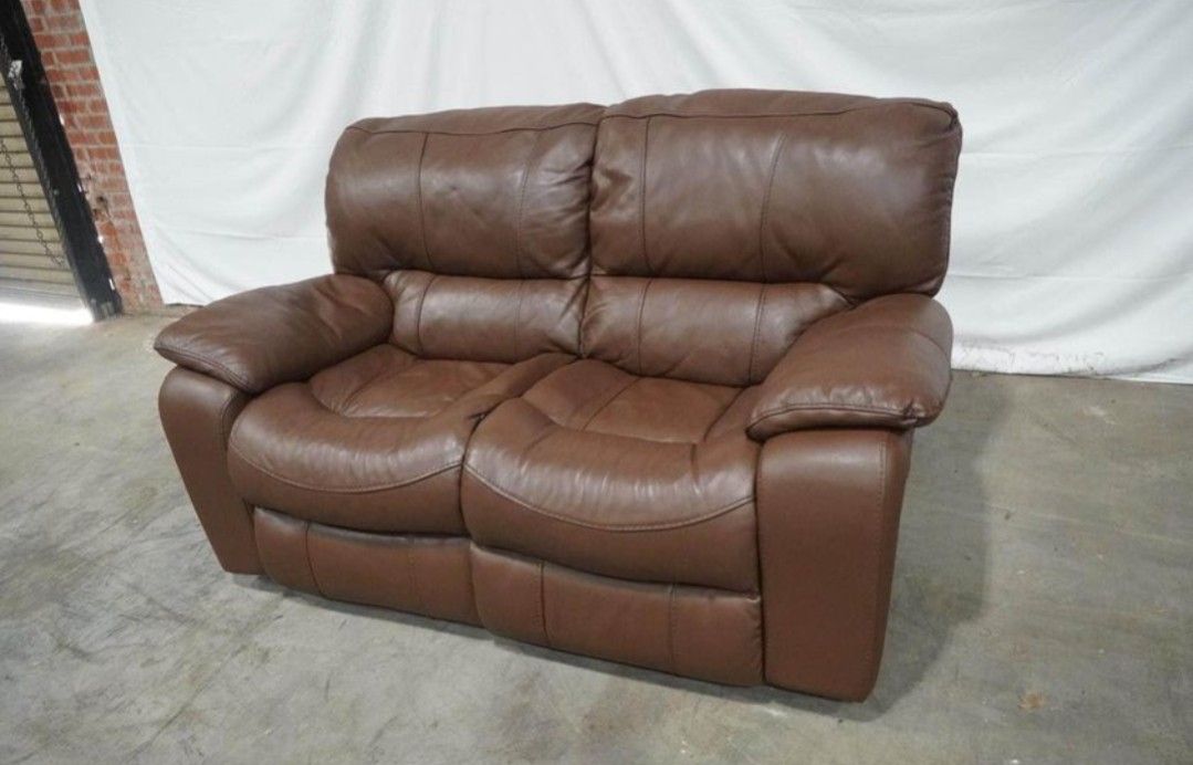 Leather-Like Loveseat Recliner